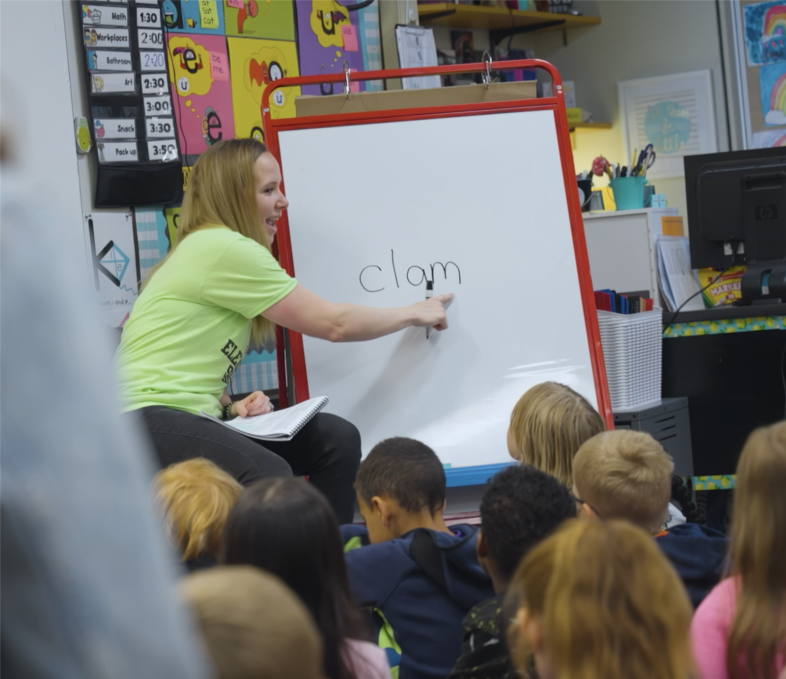 Teacher reading with students
